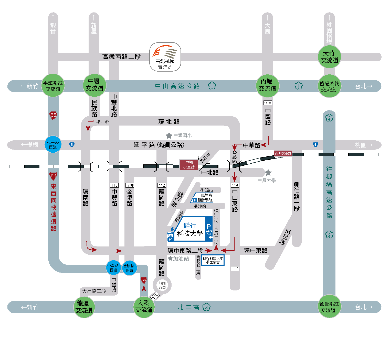 健行科技大學交通路線圖